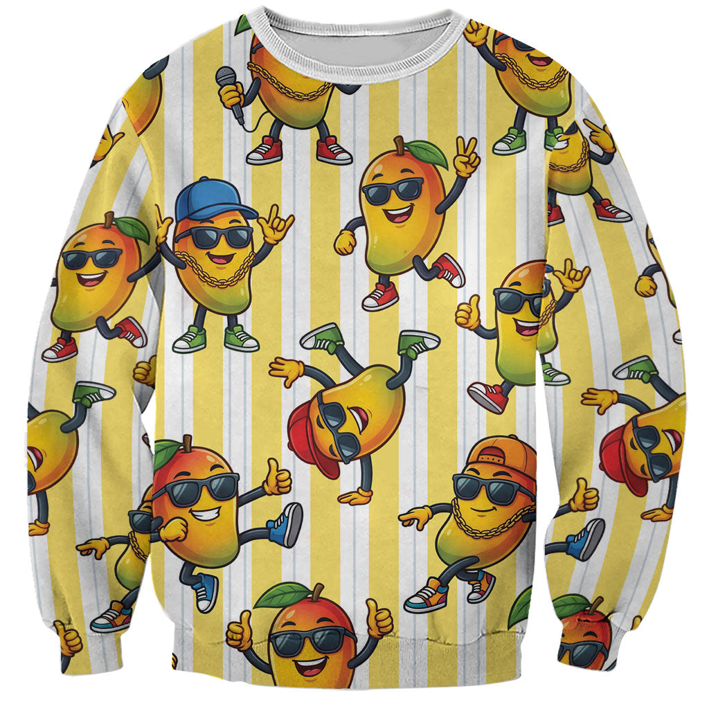 Funny Hawaii Mango Hip Hop Cartoon Sweatshirt Summer Beach Party LT19 Unisex Yellow - Polynesian Pride