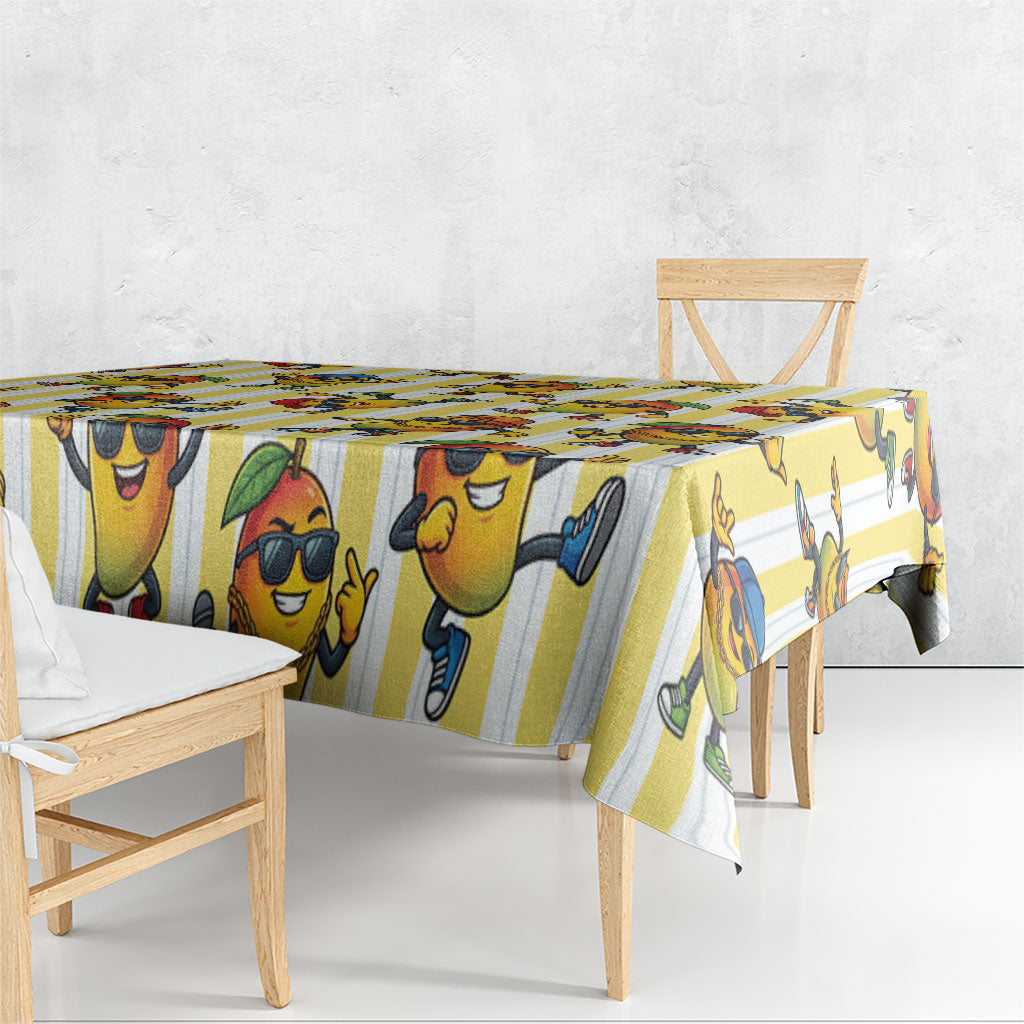 Funny Hawaii Mango Hip Hop Cartoon Tablecloth Summer Beach Party