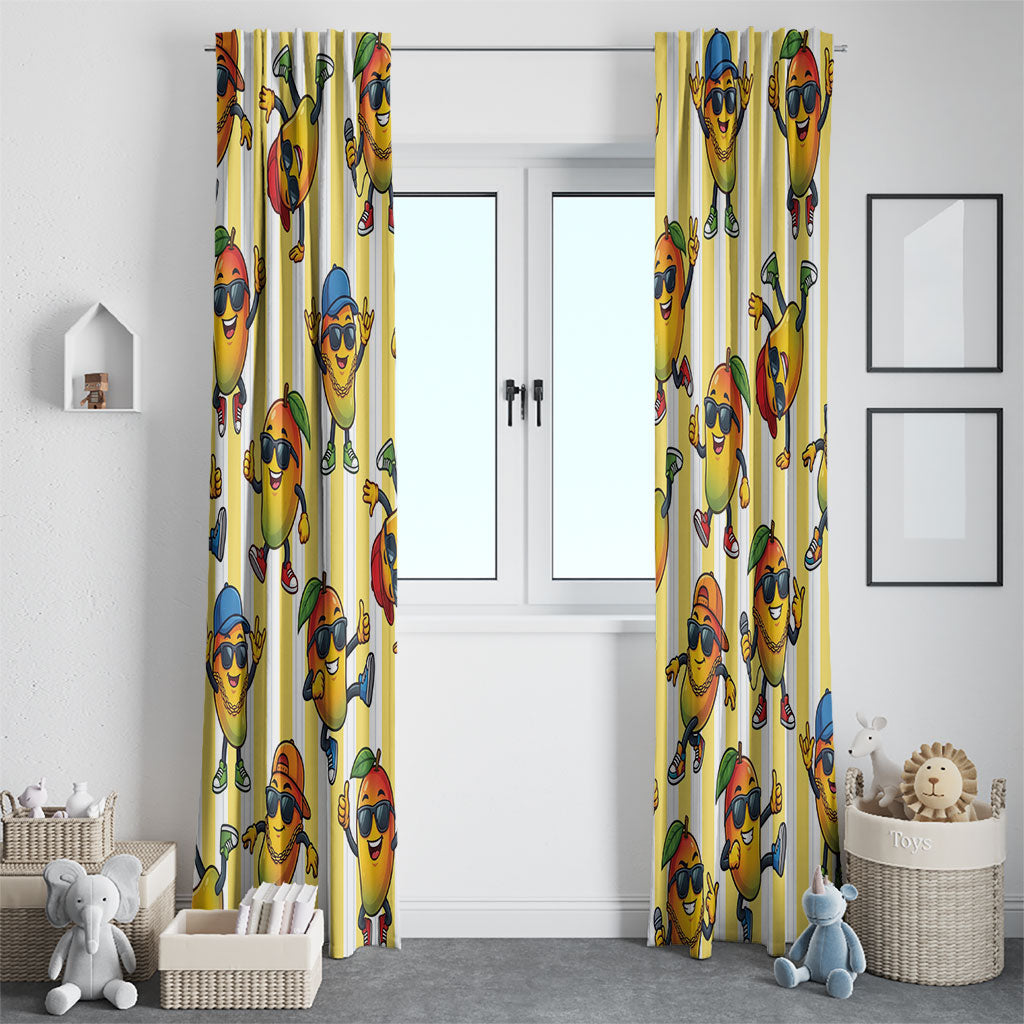 Funny Hawaii Mango Hip Hop Cartoon Window Curtain Summer Beach Party