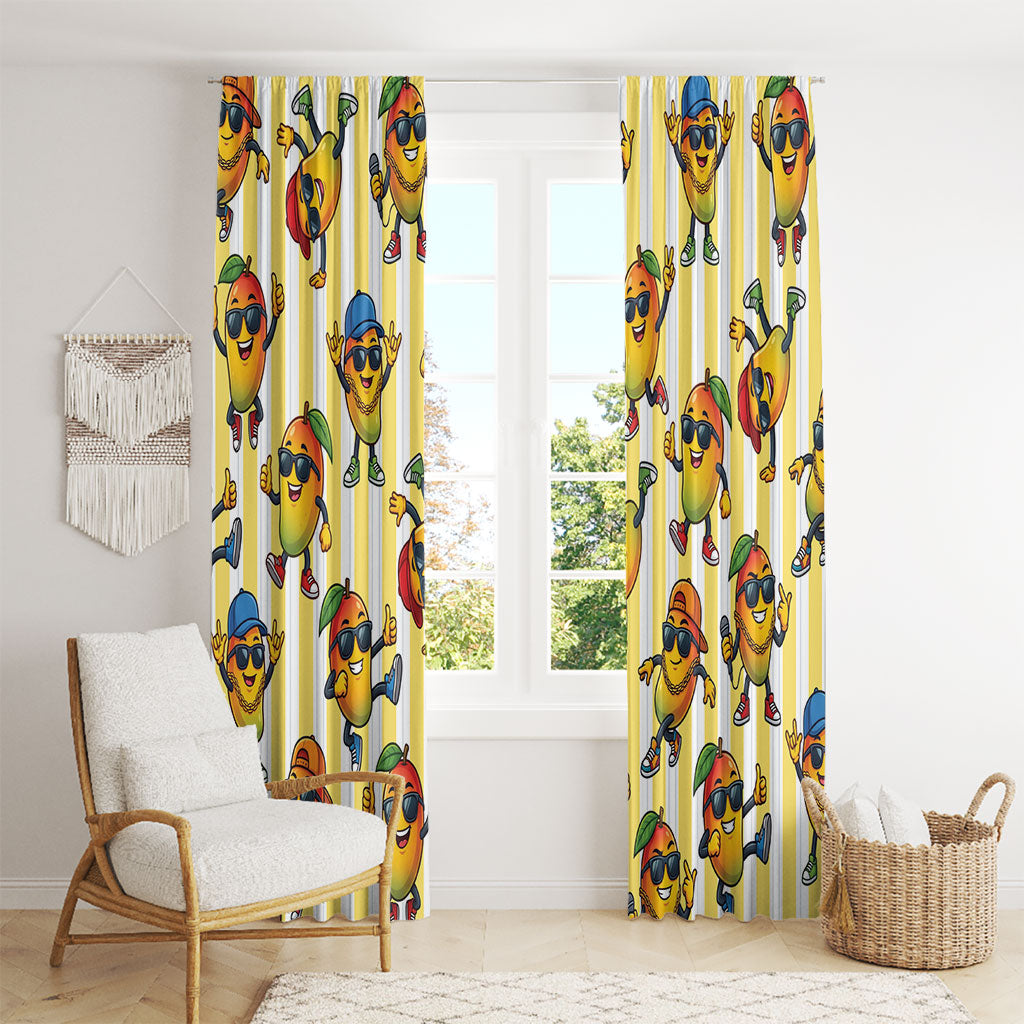 Funny Hawaii Mango Hip Hop Cartoon Window Curtain Summer Beach Party