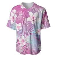 Pink Aloha Hawaiian Baseball Jersey Tropical Flower Palm Leaf Pattern LT19 Pink - Polynesian Pride