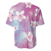Pink Aloha Hawaiian Baseball Jersey Tropical Flower Palm Leaf Pattern LT19 - Polynesian Pride