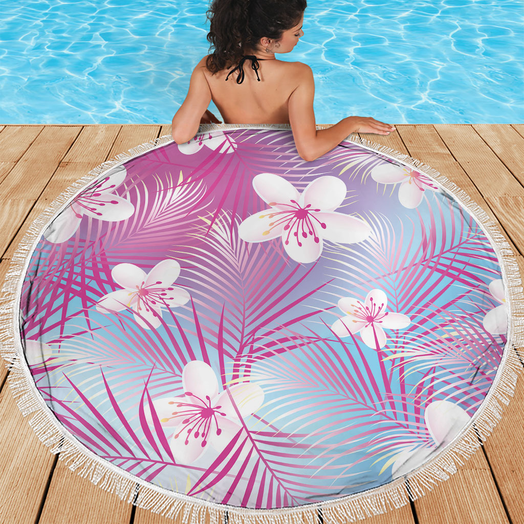 Pink Aloha Hawaiian Beach Blanket Tropical Flower Palm Leaf Pattern LT19 - Polynesian Pride