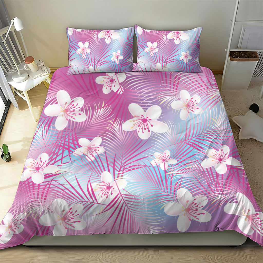 Pink Aloha Hawaiian Bedding Set Tropical Flower Palm Leaf Pattern LT19 - Polynesian Pride