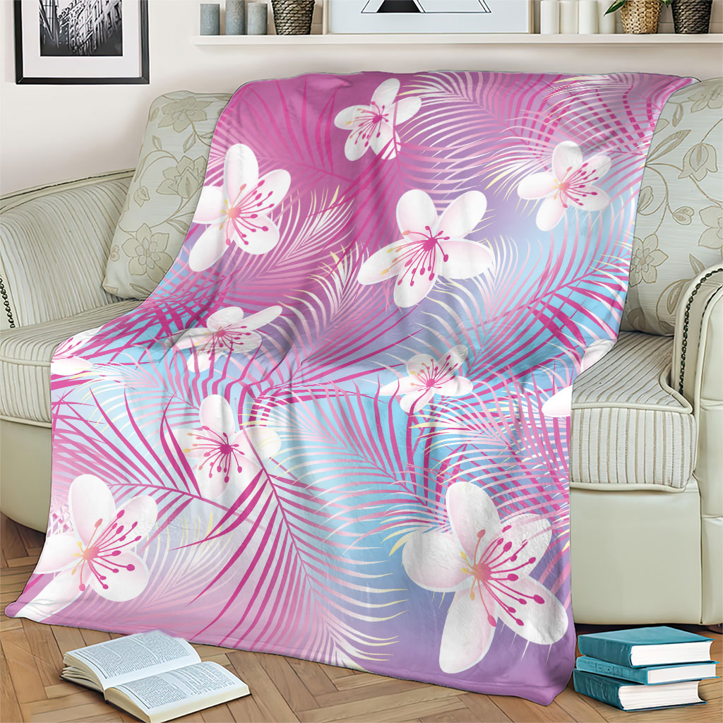 Pink Aloha Hawaiian Blanket Tropical Flower Palm Leaf Pattern LT19 - Polynesian Pride