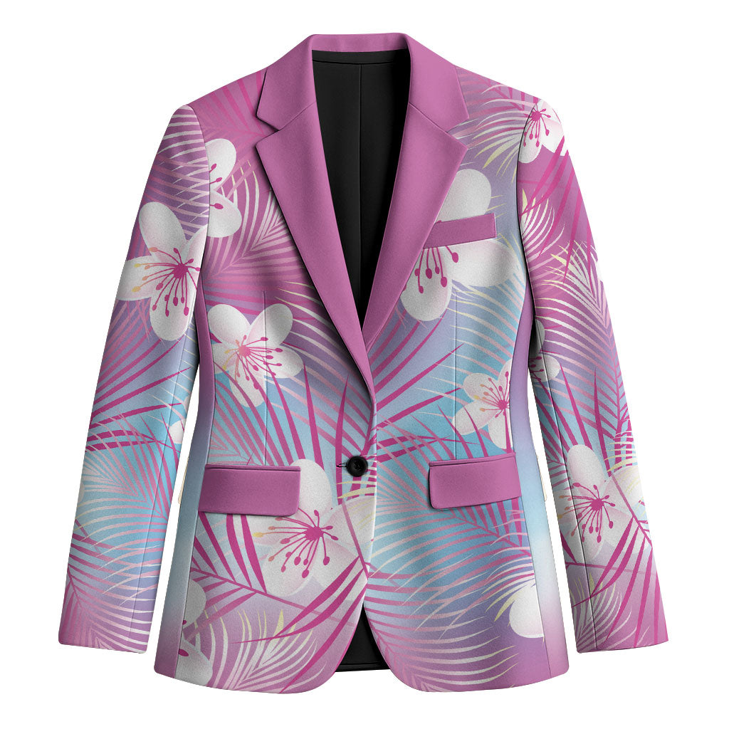 Pink Aloha Hawaiian Blazer Tropical Flower Palm Leaf Pattern LT19 Unisex Pink - Polynesian Pride