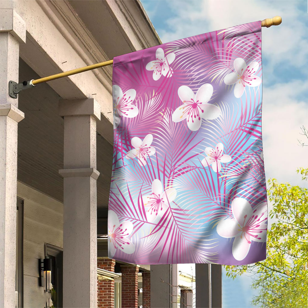 Pink Aloha Hawaiian Garden Flag Tropical Flower Palm Leaf Pattern LT19 House Flag Pink - Polynesian Pride