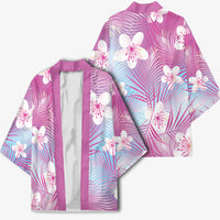Pink Aloha Hawaiian Kimono Tropical Flower Palm Leaf Pattern LT19 - Polynesian Pride