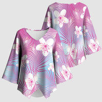 Pink Aloha Hawaiian Kimono Sleeve Blouse Tropical Flower Palm Leaf Pattern LT19 - Polynesian Pride