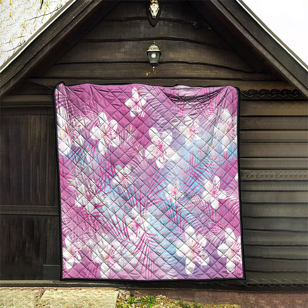 Pink Aloha Hawaiian Quilt Tropical Flower Palm Leaf Pattern LT19 - Polynesian Pride