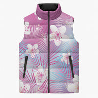 Pink Aloha Hawaiian Sleeveless Puffer Jacket Tropical Flower Palm Leaf Pattern LT19 Unisex Pink - Polynesian Pride
