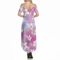 Pink Aloha Hawaiian Summer Maxi Dress Tropical Flower Palm Leaf Pattern LT19 - Polynesian Pride