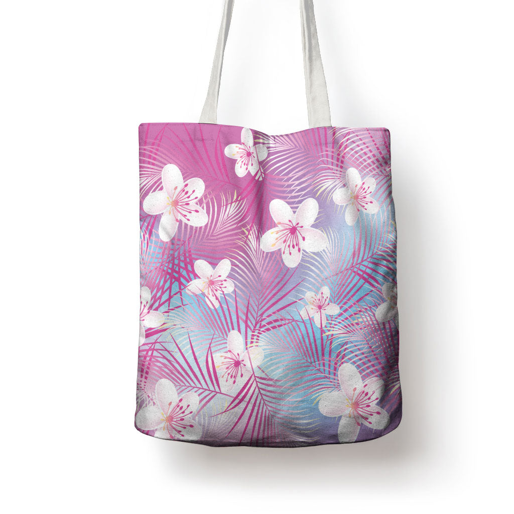 Pink Aloha Hawaiian Tote Bag Tropical Flower Palm Leaf Pattern LT19 - Polynesian Pride