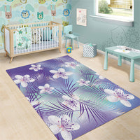 Purple Aloha Hawaiian Area Rug Tropical Flower Palm Leaf Pattern LT19 - Polynesian Pride