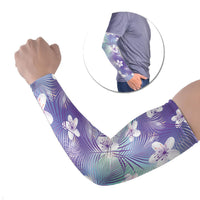 Purple Aloha Hawaiian Arm Sleeves Tropical Flower Palm Leaf Pattern LT19 Set of 2 Purple - Polynesian Pride