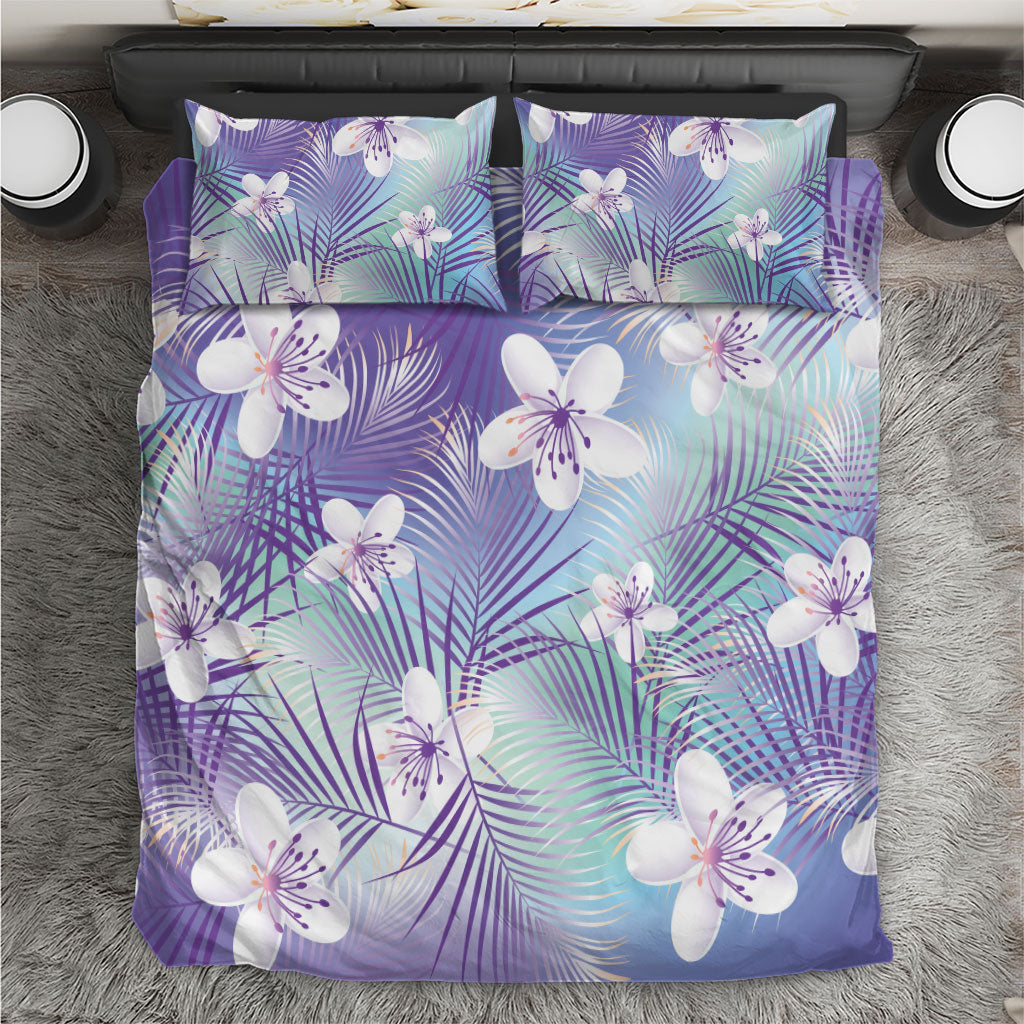 Purple Aloha Hawaiian Bedding Set Tropical Flower Palm Leaf Pattern LT19 Purple - Polynesian Pride