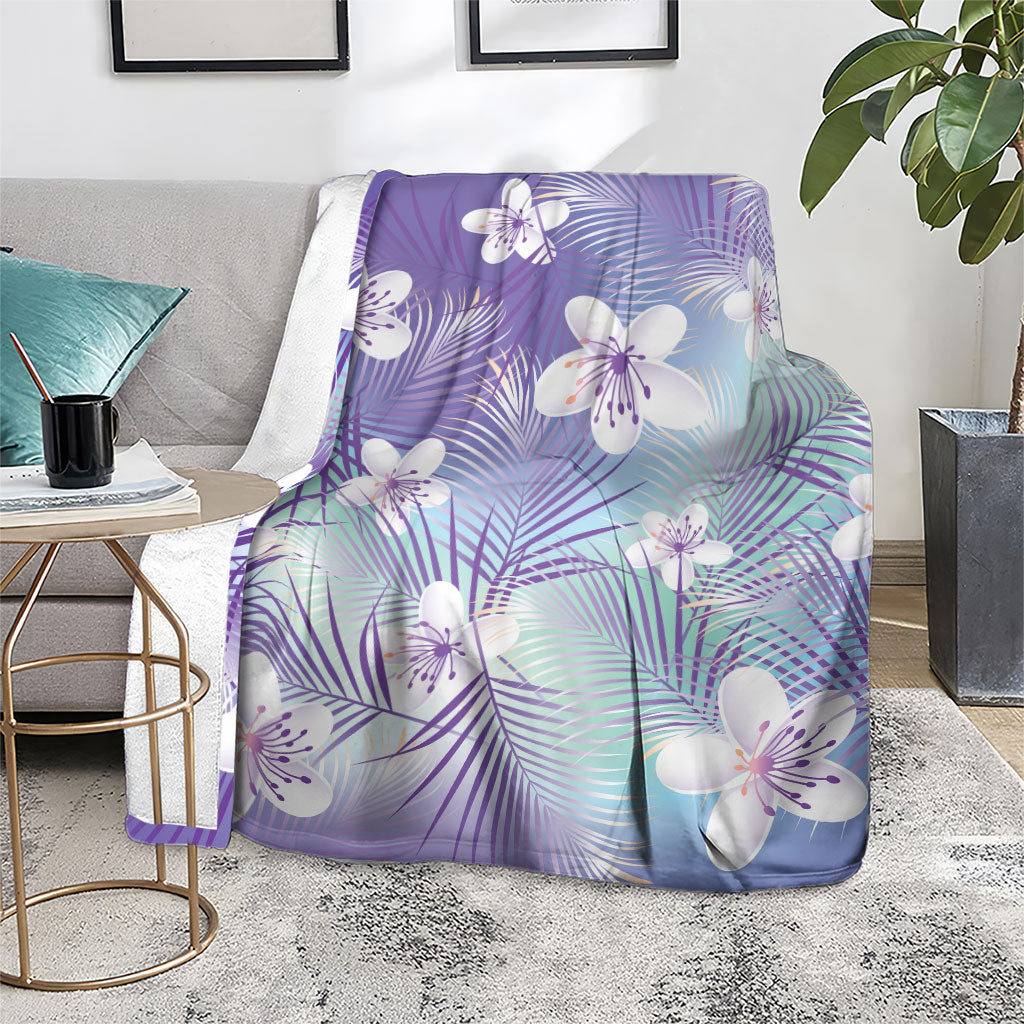 Purple Aloha Hawaiian Blanket Tropical Flower Palm Leaf Pattern LT19 - Polynesian Pride