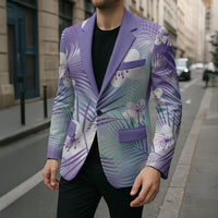 Purple Aloha Hawaiian Blazer Tropical Flower Palm Leaf Pattern LT19 - Polynesian Pride