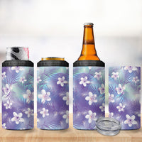 Purple Aloha Hawaiian 4 in 1 Can Cooler Tumbler Tropical Flower Palm Leaf Pattern LT19 - Polynesian Pride