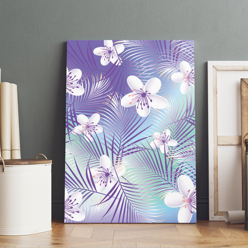 Purple Aloha Hawaiian Canvas Wall Art Tropical Flower Palm Leaf Pattern LT19 - Polynesian Pride