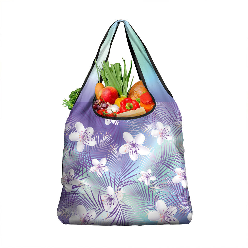 Purple Aloha Hawaiian Grocery Bag Tropical Flower Palm Leaf Pattern LT19 1-pack One Size Purple - Polynesian Pride