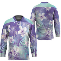 Purple Aloha Hawaiian Hockey Jersey Tropical Flower Palm Leaf Pattern LT19 - Polynesian Pride