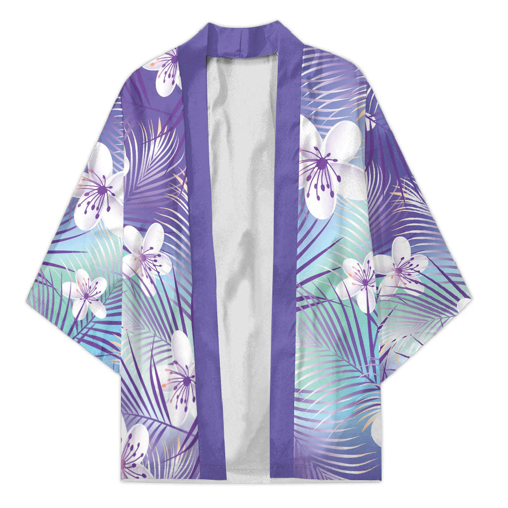 Purple Aloha Hawaiian Kimono Tropical Flower Palm Leaf Pattern LT19 Unisex Purple - Polynesian Pride