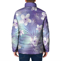 Purple Aloha Hawaiian Padded Jacket Tropical Flower Palm Leaf Pattern LT19 - Polynesian Pride