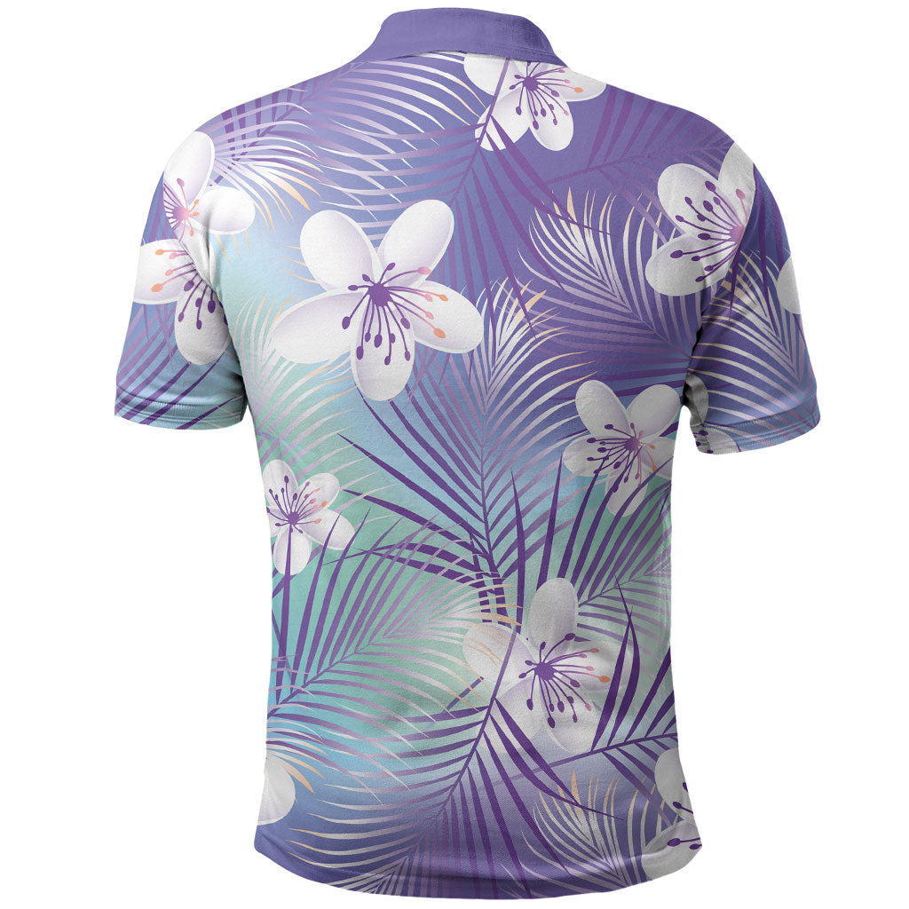Purple Aloha Hawaiian Polo Shirt Tropical Flower Palm Leaf Pattern LT19 - Polynesian Pride