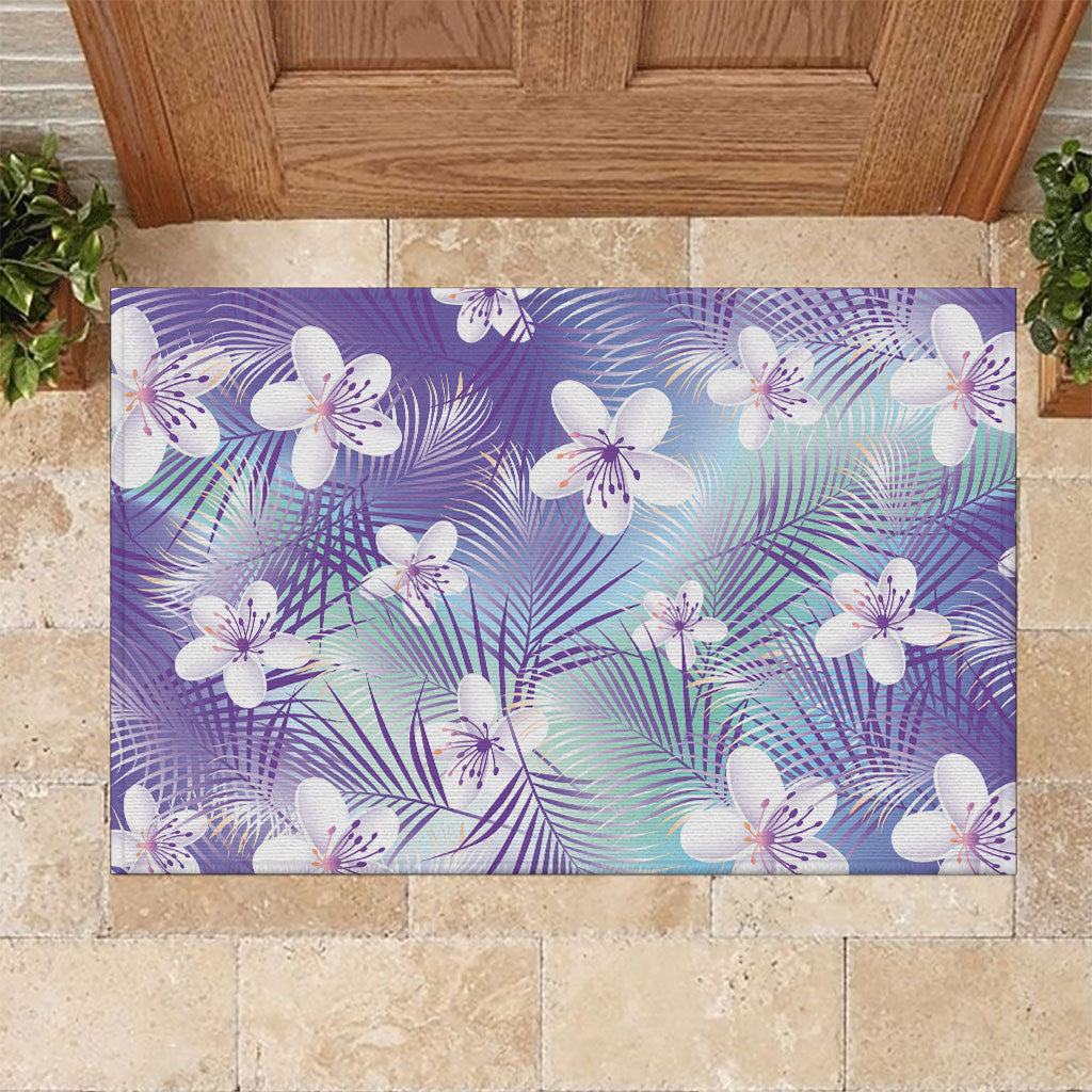 Purple Aloha Hawaiian Rubber Doormat Tropical Flower Palm Leaf Pattern LT19 Purple - Polynesian Pride