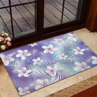 Purple Aloha Hawaiian Rubber Doormat Tropical Flower Palm Leaf Pattern LT19 - Polynesian Pride