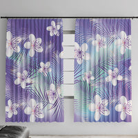 Purple Aloha Hawaiian Window Curtain Tropical Flower Palm Leaf Pattern LT19 With Hooks Purple - Polynesian Pride