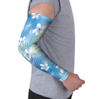Blue Aloha Hawaiian Arm Sleeves Tropical Flower Palm Leaf Pattern LT19 - Polynesian Pride
