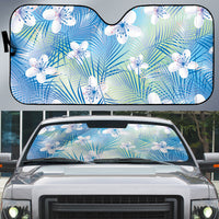 Blue Aloha Hawaiian Auto Sun Shade Tropical Flower Palm Leaf Pattern LT19 Blue - Polynesian Pride