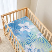 Blue Aloha Hawaiian Baby Bed Cover Tropical Flower Palm Leaf Pattern LT19 - Polynesian Pride