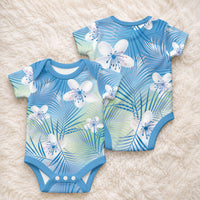 Blue Aloha Hawaiian Baby Onesie Tropical Flower Palm Leaf Pattern LT19 - Polynesian Pride