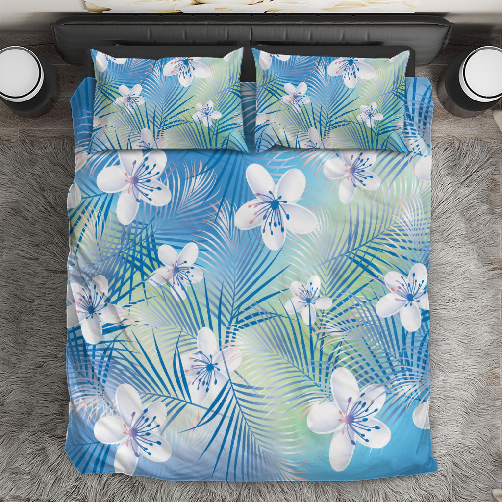 Blue Aloha Hawaiian Bedding Set Tropical Flower Palm Leaf Pattern LT19 Blue - Polynesian Pride