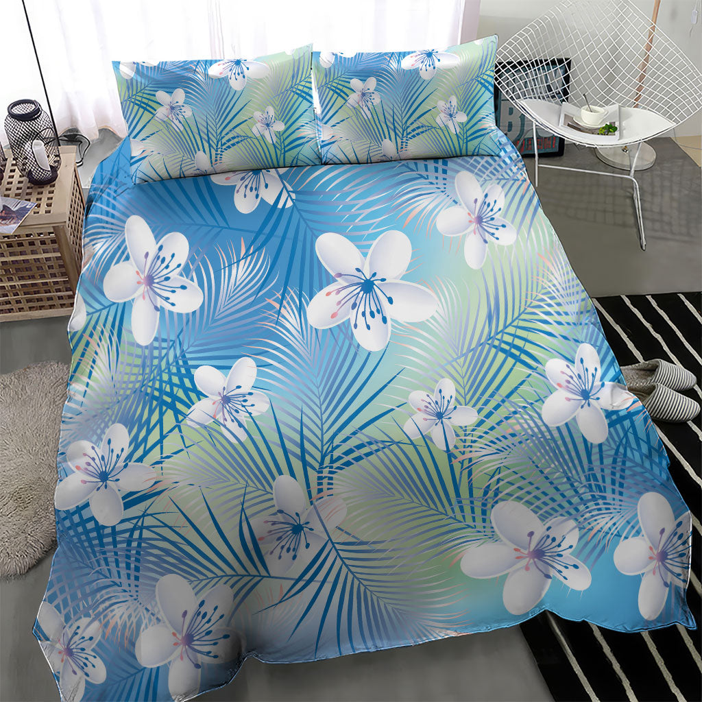 Blue Aloha Hawaiian Bedding Set Tropical Flower Palm Leaf Pattern LT19 - Polynesian Pride