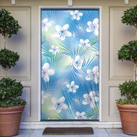 Blue Aloha Hawaiian Door Cover Tropical Flower Palm Leaf Pattern LT19 Blue - Polynesian Pride