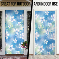 Blue Aloha Hawaiian Door Cover Tropical Flower Palm Leaf Pattern LT19 - Polynesian Pride