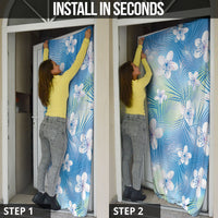 Blue Aloha Hawaiian Door Cover Tropical Flower Palm Leaf Pattern LT19 - Polynesian Pride