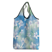 Blue Aloha Hawaiian Grocery Bag Tropical Flower Palm Leaf Pattern LT19 - Polynesian Pride