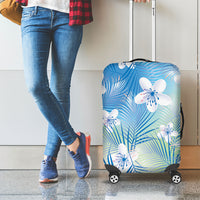 Blue Aloha Hawaiian Luggage Cover Tropical Flower Palm Leaf Pattern LT19 - Polynesian Pride