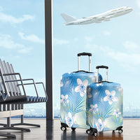 Blue Aloha Hawaiian Luggage Cover Tropical Flower Palm Leaf Pattern LT19 - Polynesian Pride