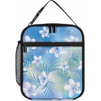 Blue Aloha Hawaiian Lunch Bag Tropical Flower Palm Leaf Pattern LT19 10.2 × 8.3 × 4.3 inch Blue - Polynesian Pride