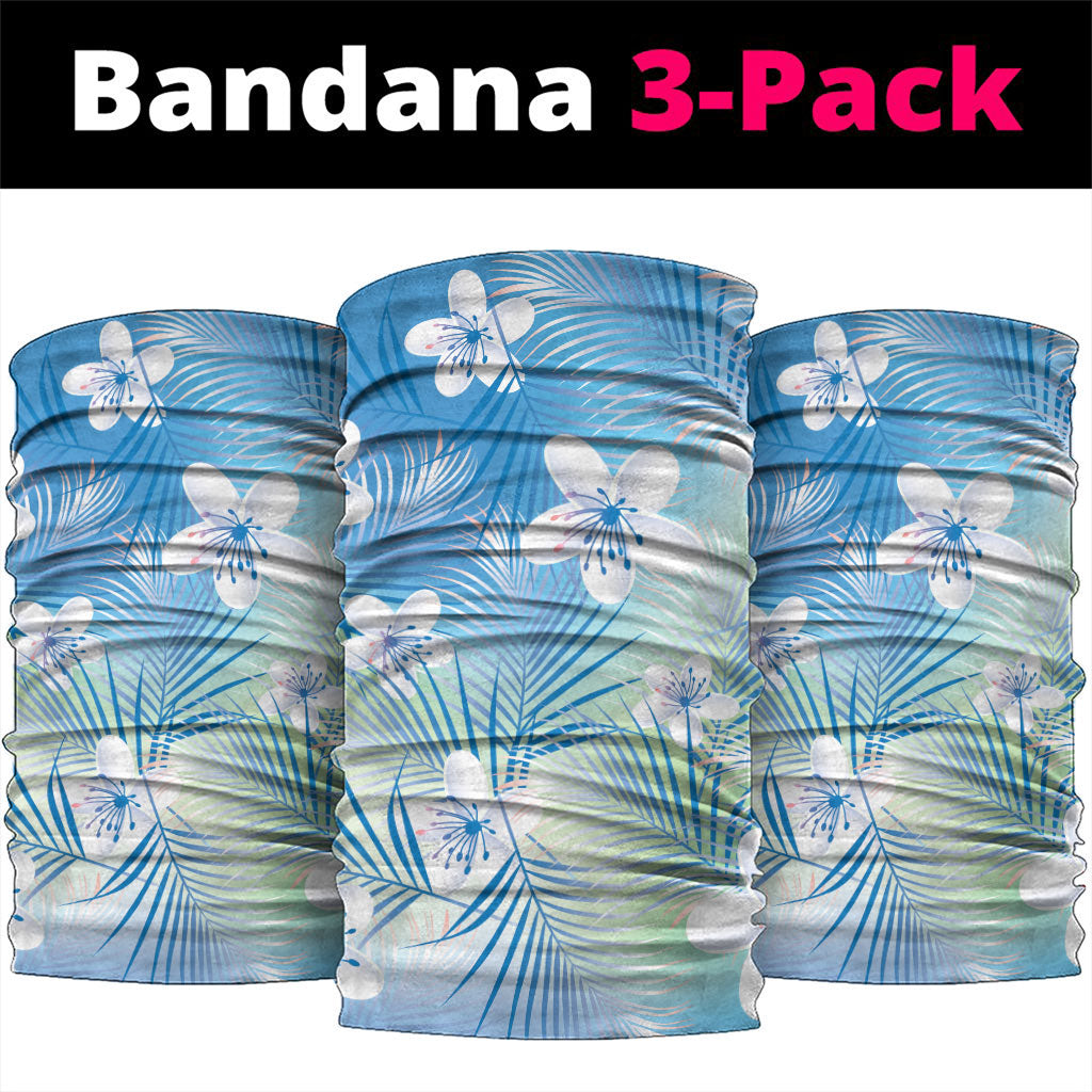 Blue Aloha Hawaiian Neck Gaiter Tropical Flower Palm Leaf Pattern LT19 package One Size: 25*50cm Blue - Polynesian Pride