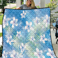 Blue Aloha Hawaiian Quilt Tropical Flower Palm Leaf Pattern LT19 Blue - Polynesian Pride