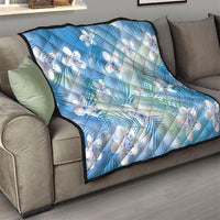 Blue Aloha Hawaiian Quilt Tropical Flower Palm Leaf Pattern LT19 - Polynesian Pride