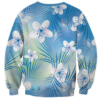 Blue Aloha Hawaiian Sweatshirt Tropical Flower Palm Leaf Pattern LT19 - Polynesian Pride