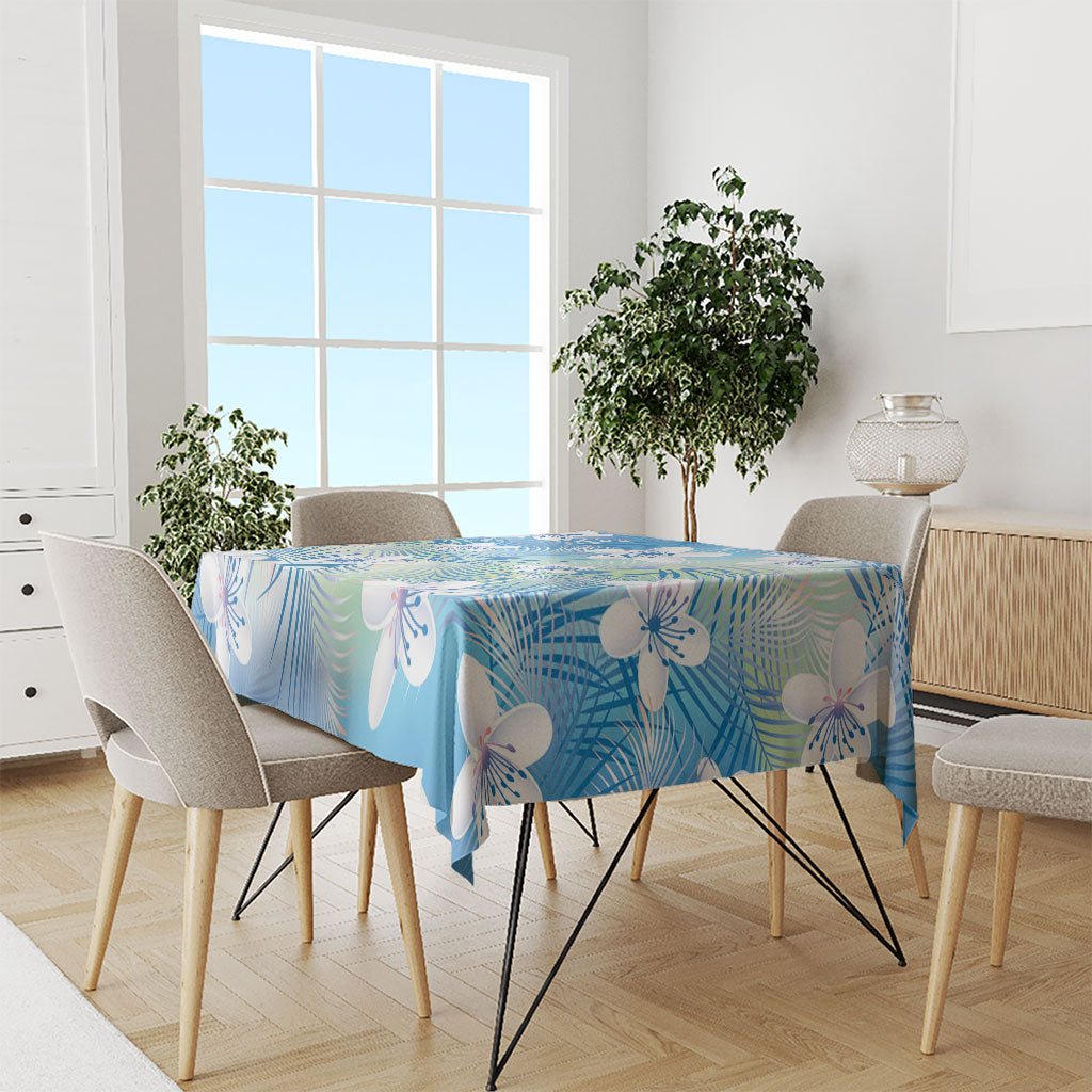 Blue Aloha Hawaiian Tablecloth Tropical Flower Palm Leaf Pattern LT19 - Polynesian Pride